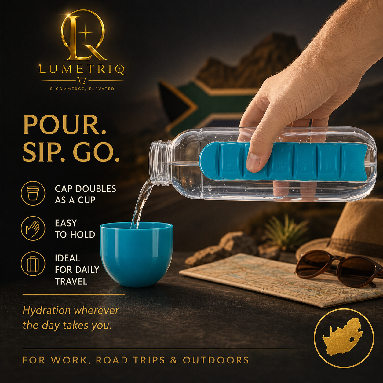 Lumetriq 2-in-1 Hydration Bottle with 7-Day Organiser
