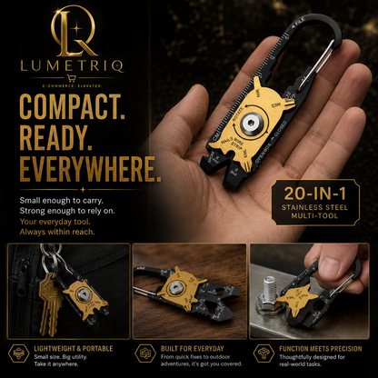 Lumetriq 20-in-1 Carabiner Multi-Tool | Stainless Steel EDC
