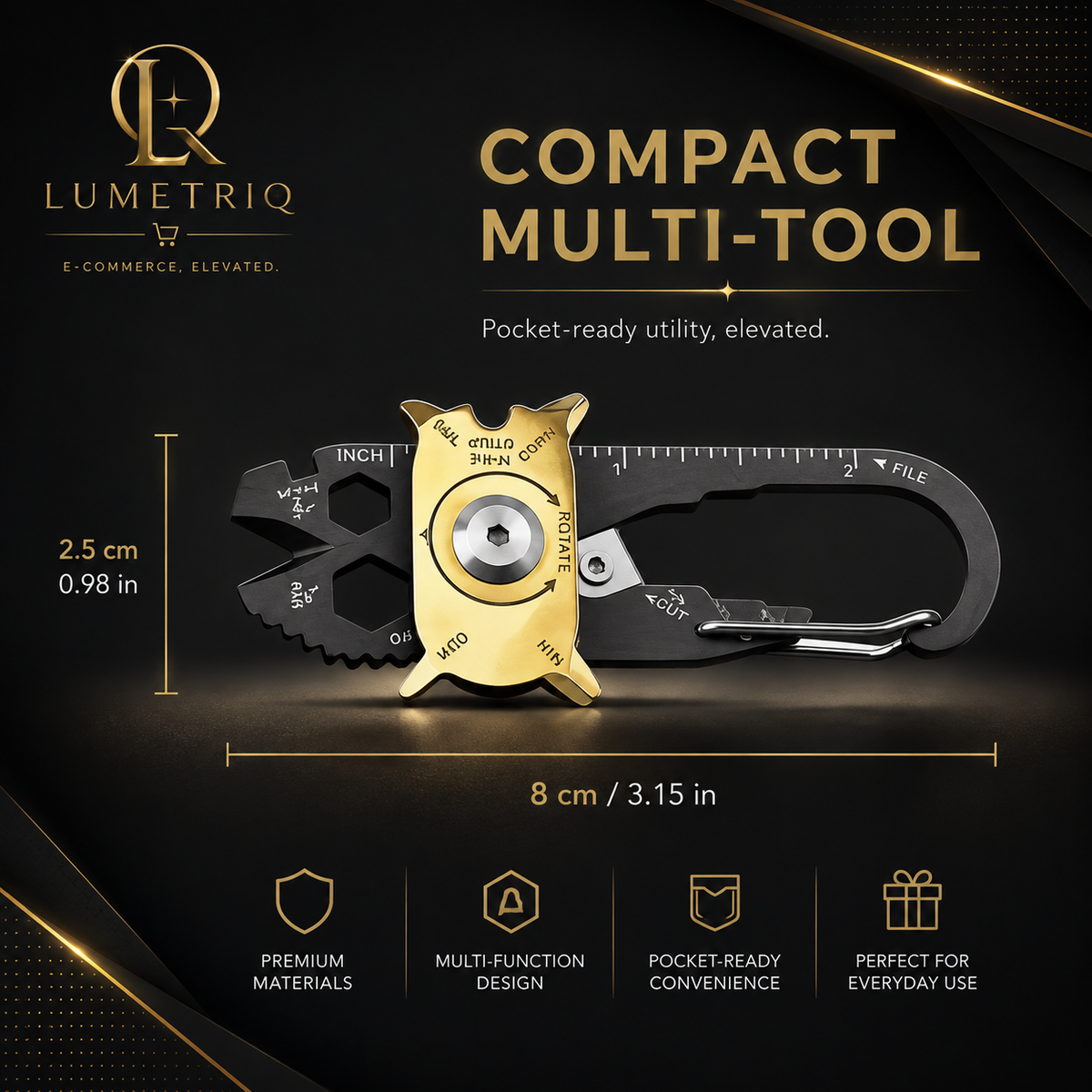 Lumetriq 20-in-1 Carabiner Multi-Tool | Stainless Steel EDC
