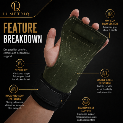 Lumetriq Palm Lifting Weight Grips with Wrist Support