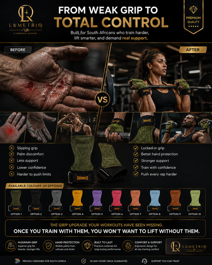 Lumetriq Palm Lifting Weight Grips with Wrist Support