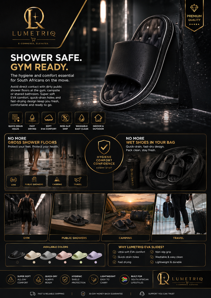 LUMETRIQ EVA Shower Slides and LUMETRIQ shower bag Combo