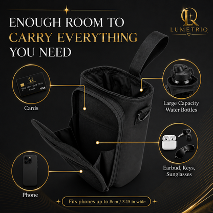 LUMETRIQ Magnetic Gym Bag – Hands-Free Crossbody with Bottle Holder & Phone Pocket