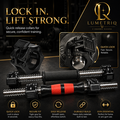Lumetriq 1 Pair Quick-Release Safety Dumbbell Bar Clips