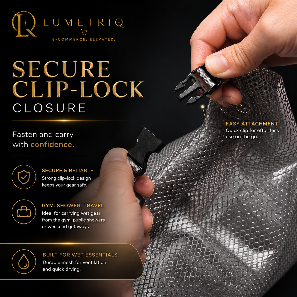 LUMETRIQ EVA Shower Slides and LUMETRIQ shower bag Combo