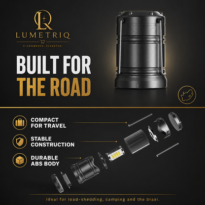 Lumetriq Collapsible Camping Lantern – 360° COB LED, Battery Powered