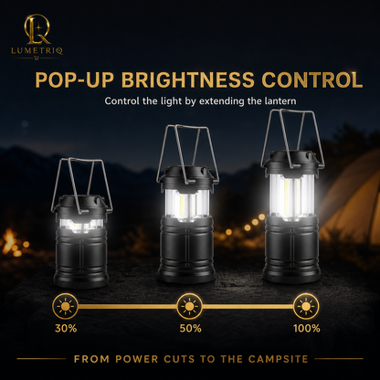 Lumetriq Collapsible Camping Lantern – 360° COB LED, Battery Powered