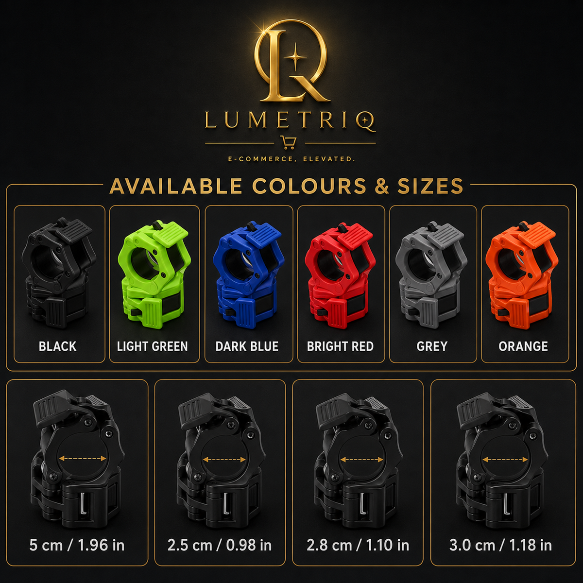Lumetriq 1 Pair Quick-Release Safety Dumbbell Bar Clips