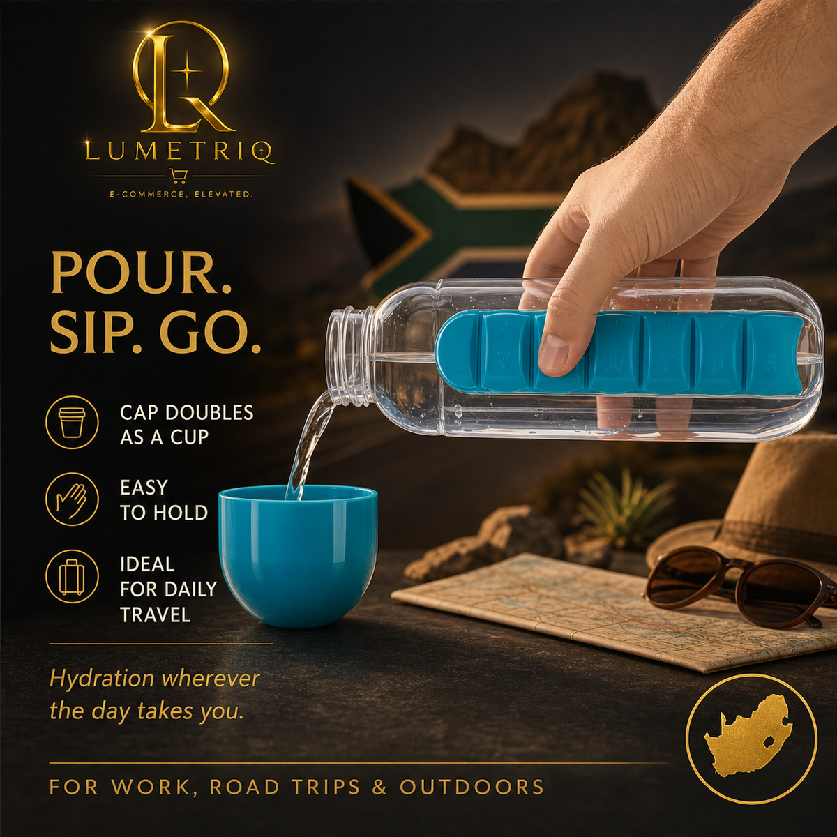 Lumetriq 2-in-1 Hydration Bottle with 7-Day Organiser